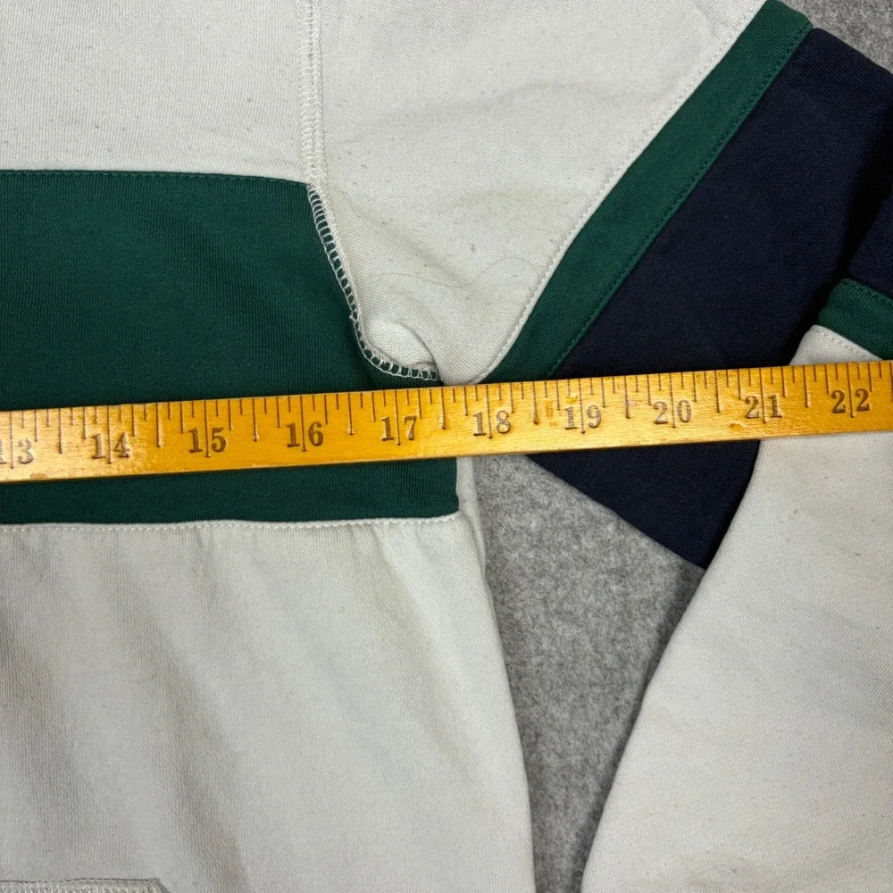 Tommy Hilfiger Boys L 14/16 Hoodie Colorblock Henley Sweatshirt White Green Navy